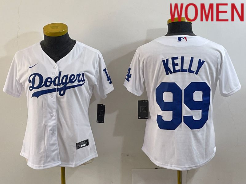 Women Los Angeles Dodgers 99 Kelly White 2024 Nike Game MLB Jersey style 1